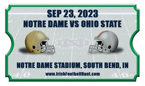 Notre Dame Fighting Irish vs Ohio State Buckeyes Football Tickets | 09 ...