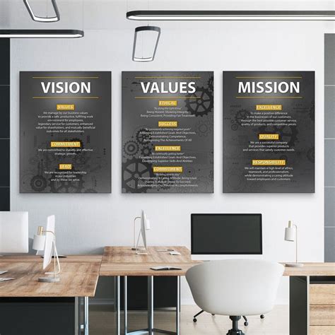 3x Company Core Values Motivational Wall Art Business Mission Statement ...