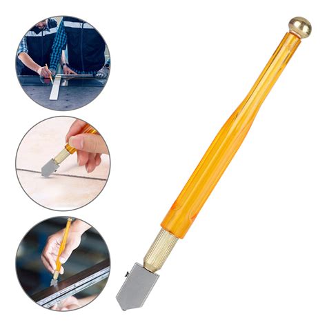 EEEkit 17.3cm Glass Cutter Professional Heavy Duty Golden Handle Pencil Style, Diamond Glass ...