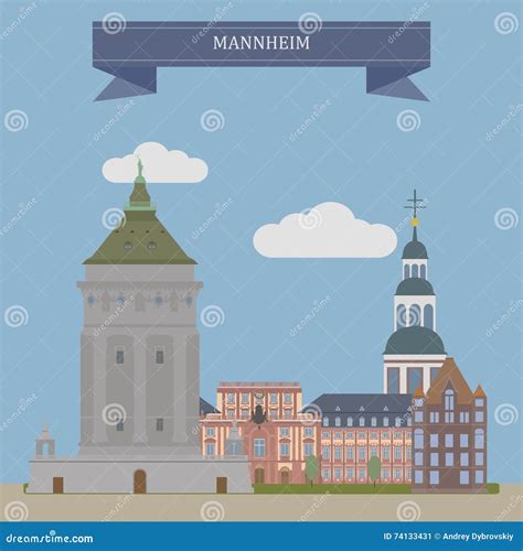 Mannheim, city in Germany stock vector. Illustration of house - 74133431