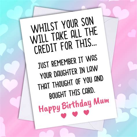 Funny Humour Mum Birthday Card. Daughter in Law Son. Whilst | Etsy