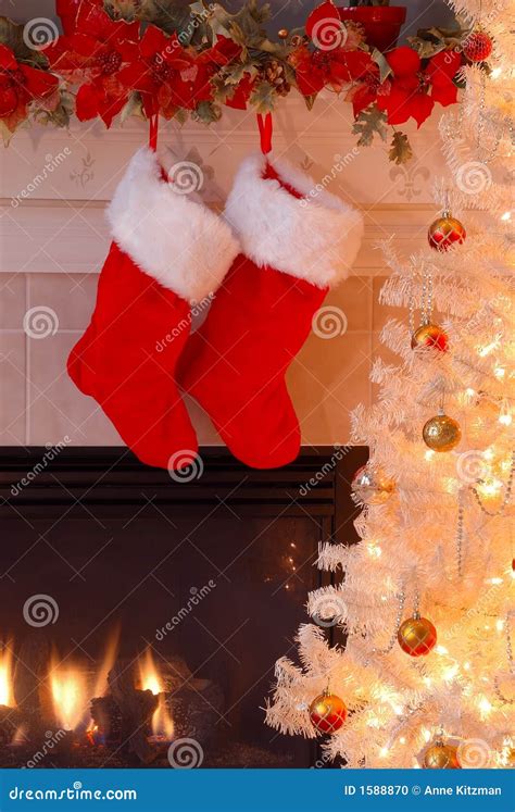 Christmas Stockings by the Fireplace Stock Photo - Image of holiday ...