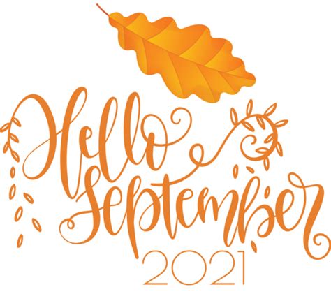 September Logo Calligraphy Leaf for Hello September for September ...