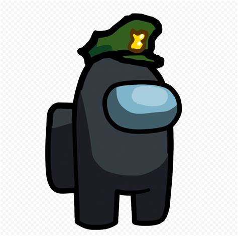 HD Black Among Us Character With Military Hat PNG | Citypng