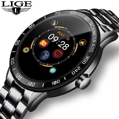 LIGE 2020 New steel smart watch men smart watch sport For iPhone Heart ...