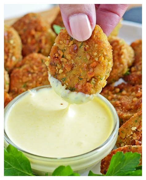 Veggie Nuggets with Vegan Honey Mustard Dipping Sauce