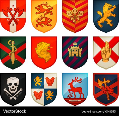 Collection of medieval shields and coat arms Vector Image