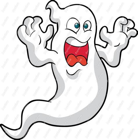 Scary Halloween Ghost Cartoon - Royalty Free Clipart - Vector Image