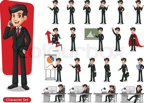 Set of businessman cartoon character ... | Stock vector | Colourbox