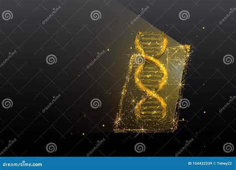 Genetic Science, Gold Metal Biotechnology Low Poly Wireframe Illustration Stock Vector ...