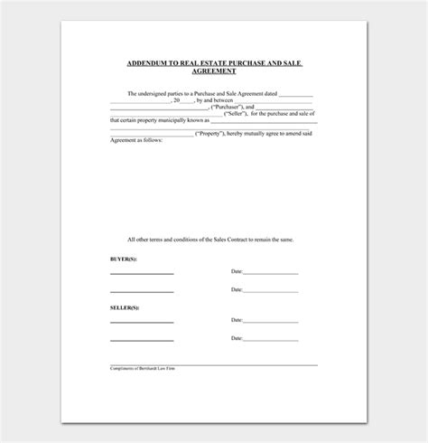 Addendum to Purchase Agreement - Examples and Templates | Docformats.com