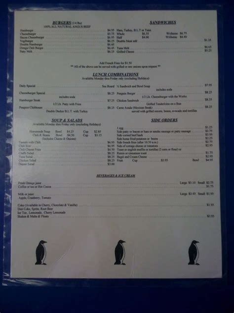 Penguin Cafe Menu, Menu for Penguin Cafe, Laguna Beach, Orange County ...