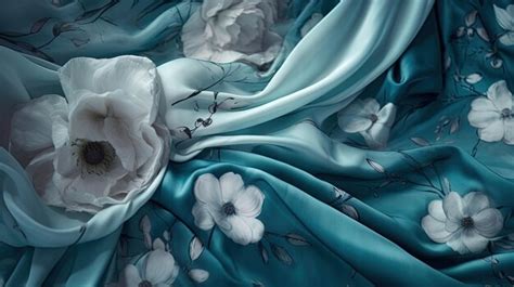 Premium AI Image | A blue and white floral fabric with a blue flower on it.