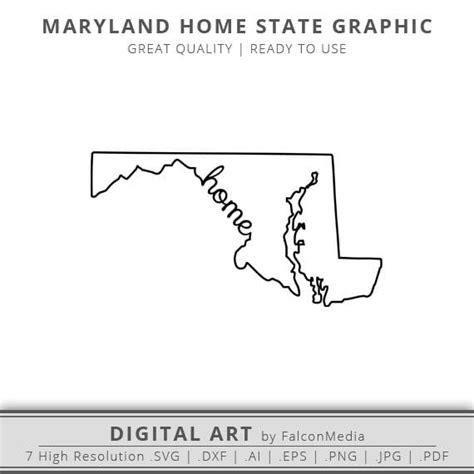 Maryland SVG Maryland Home State Outline SVG Maryland | Etsy