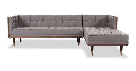 Kardiel Woodrow Midcentury Modern Box Sofa Sectional Right Haze Pewter ...