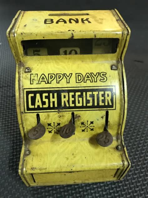 VINTAGE HAPPY DAYS Cash Register Bank Toy Yellow Black No Key $9.89 - PicClick