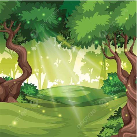 A Green Forest Background Design Cartoon Spring Vector, Design, Cartoon ...