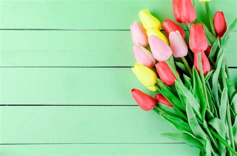 Premium Photo | Bouquet of spring colorful tulips