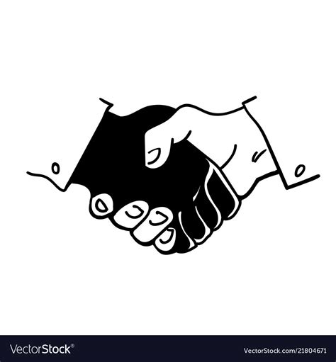 Black and white human hands in a handshake hand Vector Image