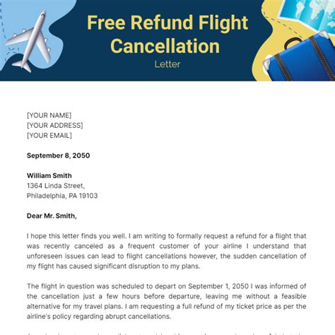 Refund Flight Cancellation Letter Template - Edit Online & Download ...