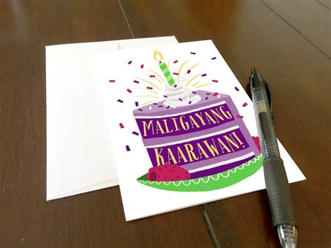 BIRTHDAY Maligayang Kaarawan Greeting Card Ube Cake | Etsy