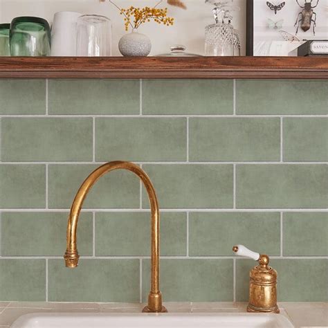 Subway Backsplash Tiles Sage Green Peel and Stick Floor Tile | Etsy ...