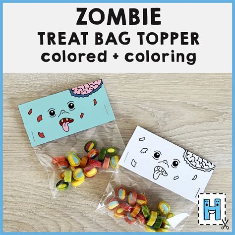 Zombie treat bag topper Printable Halloween Coloring Activity Craft ...