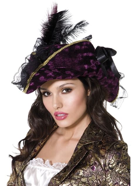 Womens Caribbean Pirate Captain Purple Hat With Feathers Costume Accessory - Walmart.com ...