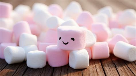 Premium Photo | A pink marshmallow with a smile on it