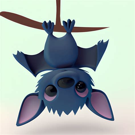 Adorably Cute Bat Hanging Upside Down 3D Cartoon Style Centered ...