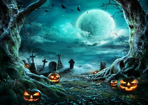 Cemetery Scary Pumpkin Halloween Party Backdrop Studio Stage Photography Background