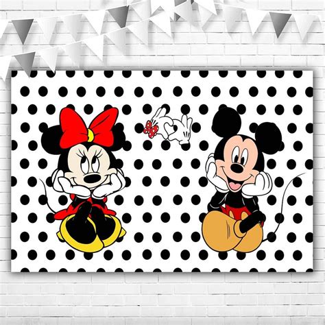 Buy Mickey and Minnie Mouse Backdrop Gender Reveal 5x3 White Polka Dot ...