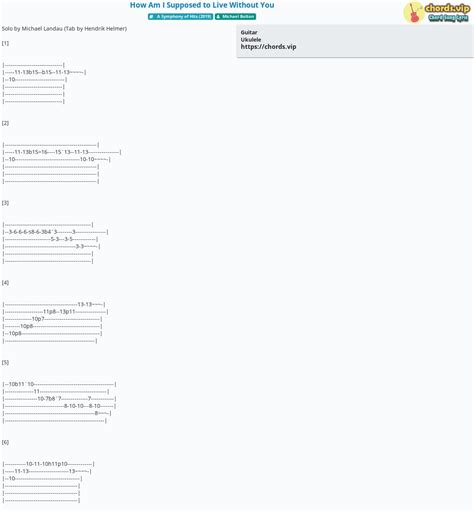 Chord: How Am I Supposed to Live Without You - tab, song lyric, sheet ...