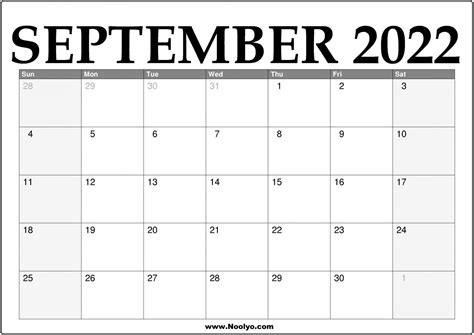 Printable September 2022 Calendar Free Printable Calendars - Riset