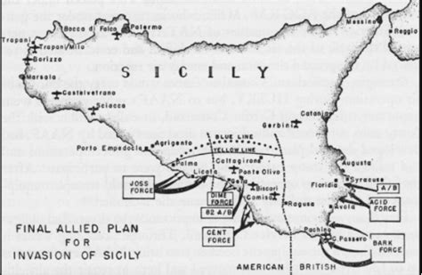 Operation Husky, Allied invasion/liberation of Sicily, map in 2022 ...