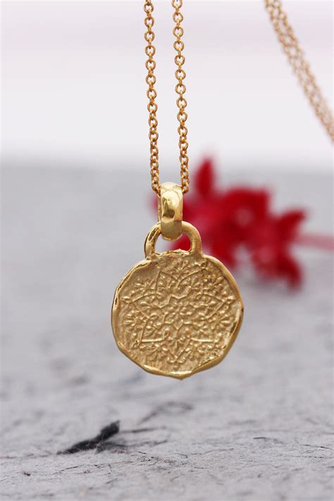 Gold Coin Pendant Necklace Solid Gold Necklace Gold Pendant - Etsy Israel | Solid gold necklace ...