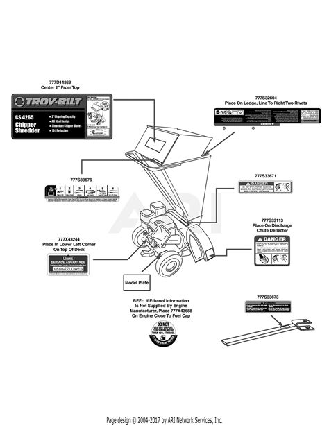 Troy Bilt 24A-412G011 Chipper Shredder (2011) CS4265 24A-412G011 (2011) Parts Diagram for Label ...