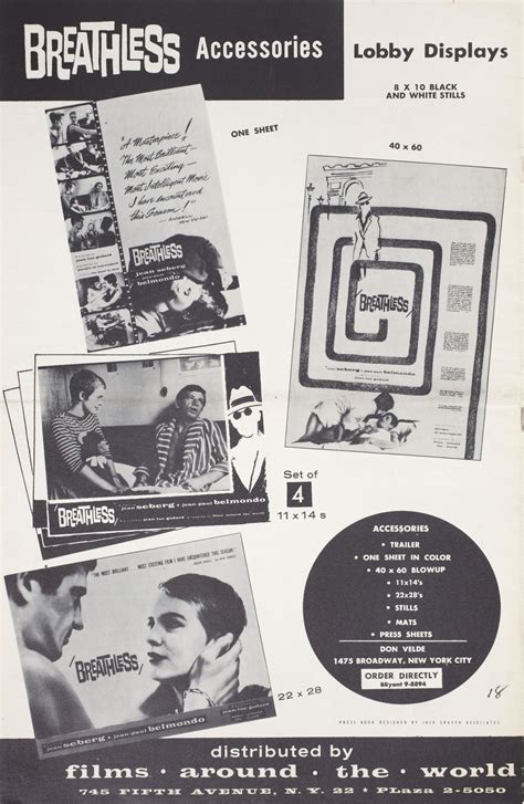 Breathless Original 1960 U.S. Movie Pressbook - Posteritati Movie ...