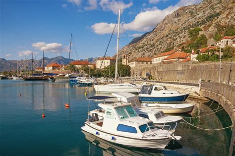 View of Boka Kotorska Bay Near Old Town of Kotor. Montenegro Stock Image - Image of landscape ...