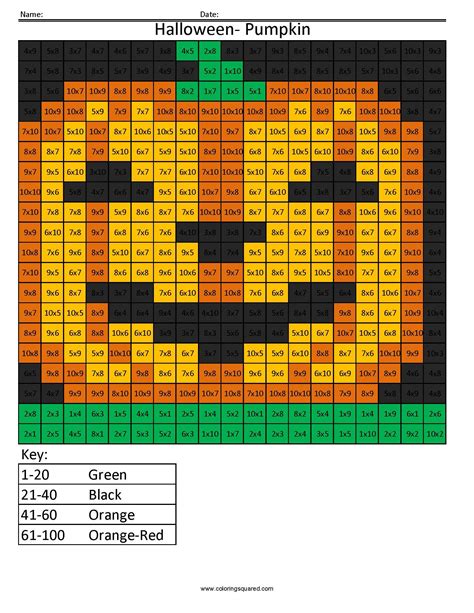 Halloween Math Multiplication Coloring Worksheets For 4th Grade | AlphabetWorksheetsFree.com