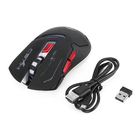 USB Wireless Mouse 6 Buttons 2.4GHZ Optical Mouse Adjustable 2400DPI Wireless Gaming Mouse ...