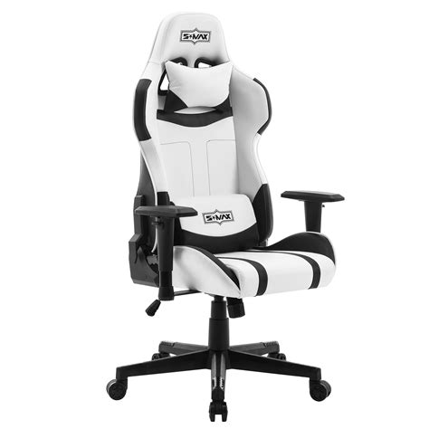 Buy SMAX White Gaming Chair Ergonomic Computer Gamer Chair with Racing Grade PU Leather Headrest ...