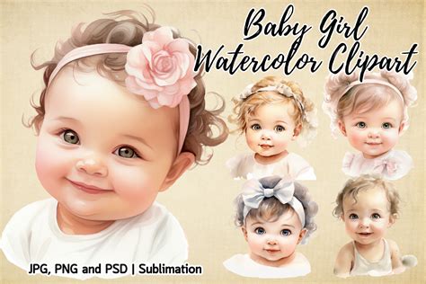 Baby Girls Watercolor Clipart Graphic by SlinlaShop · Creative Fabrica