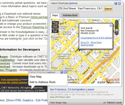 Yahoo Mail Maps Addresses