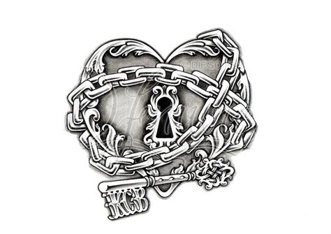 heart tattoo in chains | Key tattoo designs, Heart lock tattoo, Lock ...