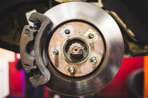 Car Disk Brakes Repair Service Performed Stock Image - Image of road, disc: 112520371