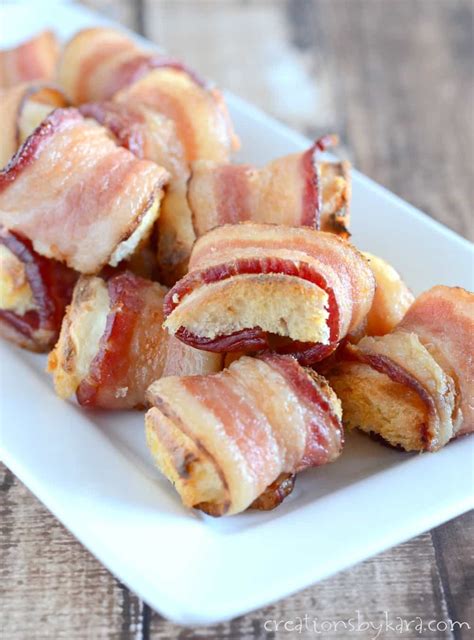 Easy Bacon Wrapped Bread Bite Appetizers - Creations by Kara