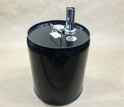 5 Gallon Black Steel Pail with Screw Cap and Push/Pull Spout | Yankee Containers: Drums, Pails ...