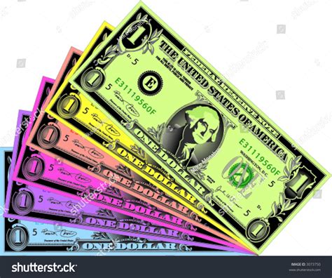 Colorful Rainbow One Dollar Bills 库存矢量图（免版税）3073750 | Shutterstock