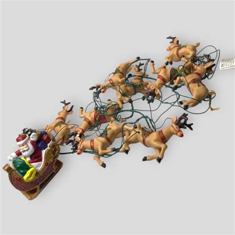 GE CHRISTMAS LIGHTS Reindeer Blinking Noses Santa Sleigh Vintage 7.5 Feet Indoor $22.45 - PicClick